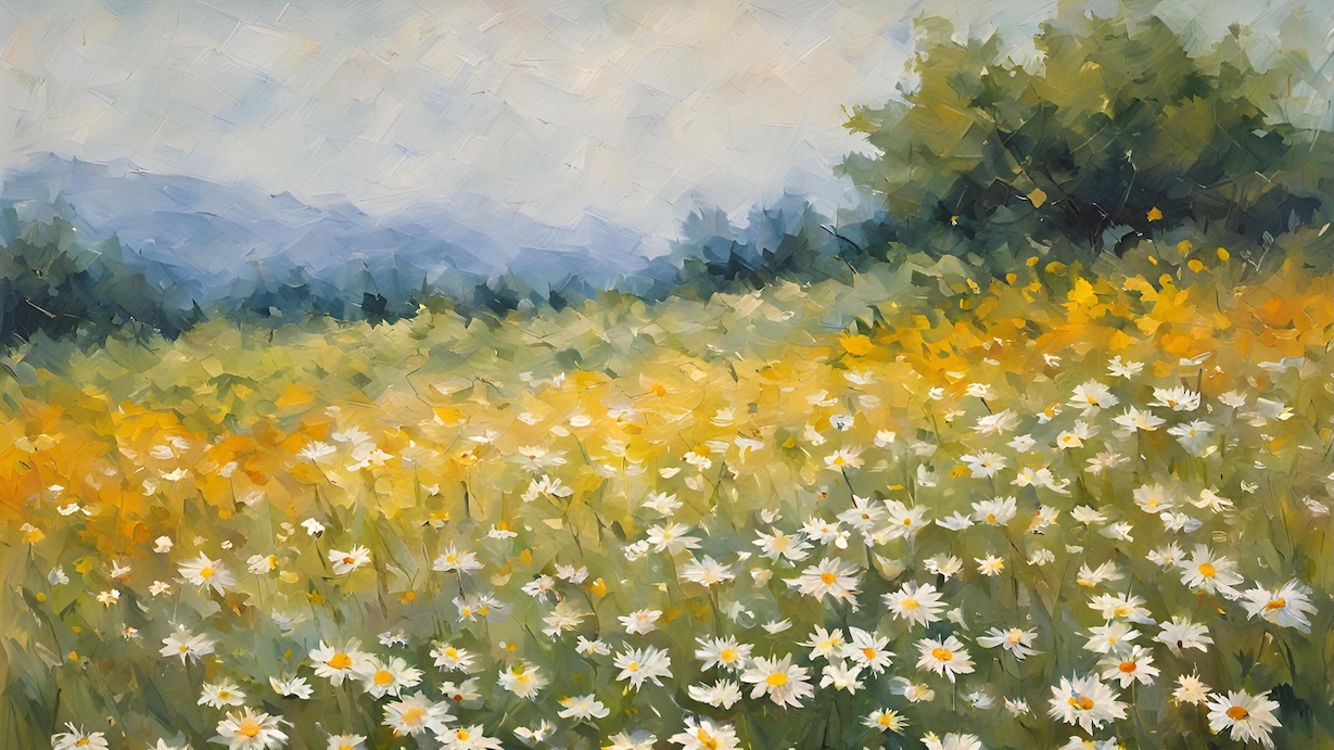 Peaceful Flower Field - Serene Wildflower Meadow Wall Art