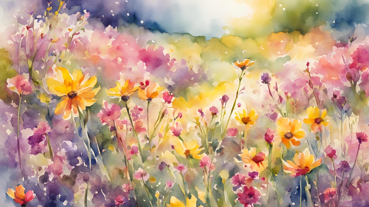 Impressionist Wildflowers - Painterly Wildflower Field Wall Art