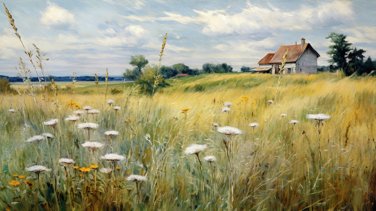 Countryside Bloom Haven - Rural Wildflower Paradise Wall Art