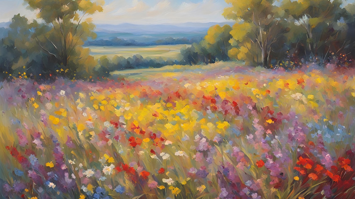 Highland Flower Meadow - Elevated Wildflower Vista Wall Art
