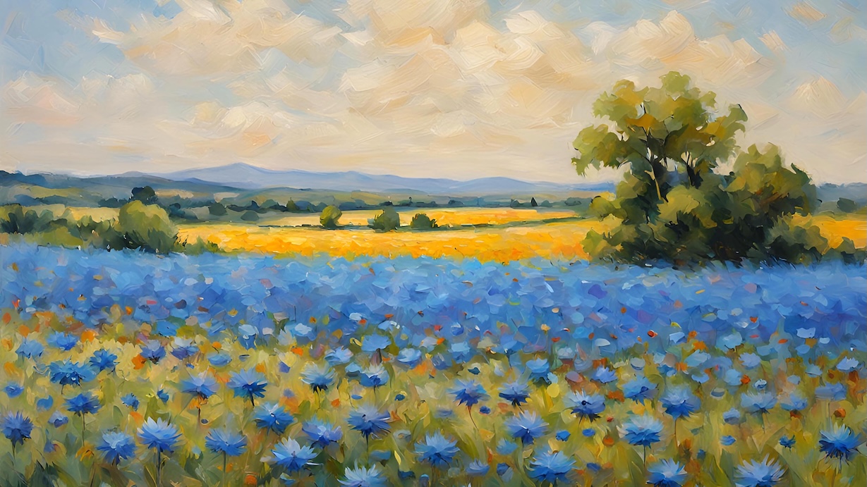 Azure Bluebonnet Field - Blue Wildflower Carpet Wall Art