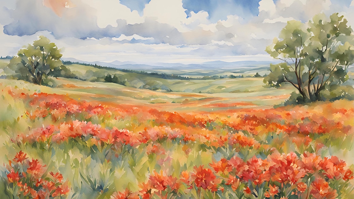 Poppy Field Dreams - Red Poppy Dominated Landscape Wall Art
