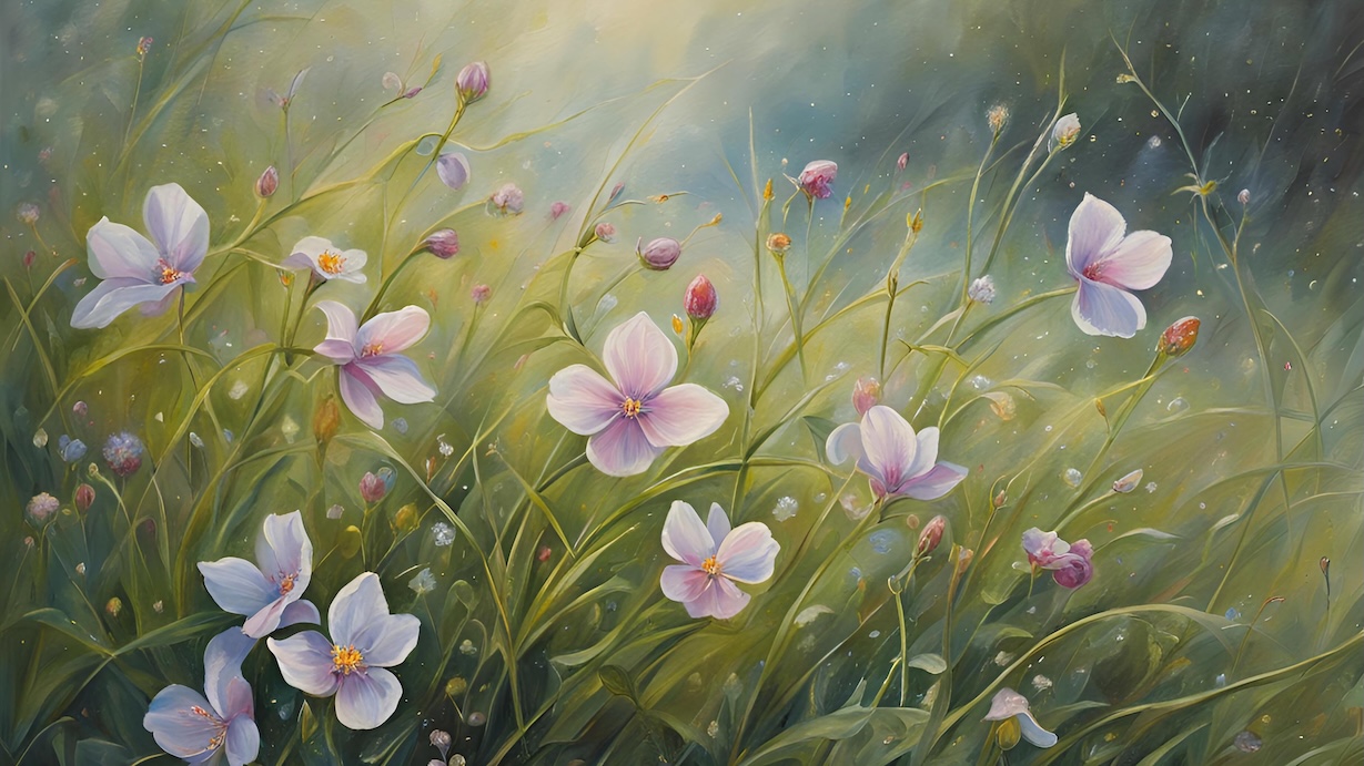 Evening Flower Glow - Wildflowers in Twilight Wall Art