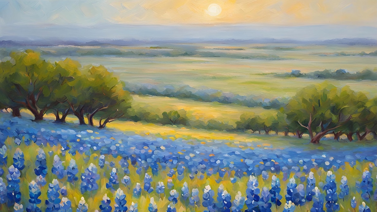 Prairie Bluebonnet Vista - Texas Bluebonnet Field Wall Art