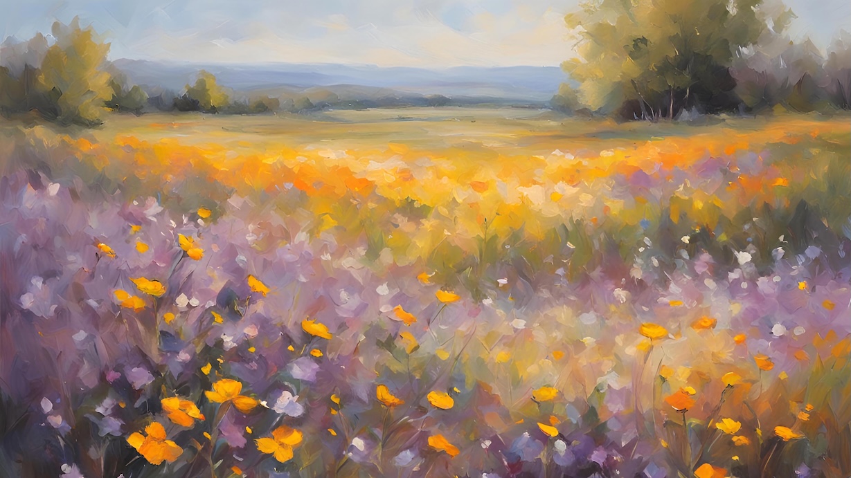 Golden Hour Blooms - Wildflowers in Golden Light Wall Art
