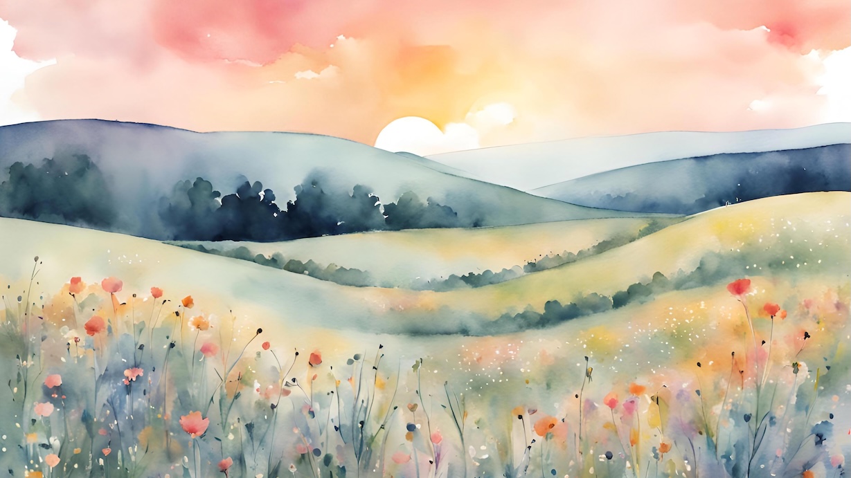 Pastoral Spring Scene - Countryside Wildflower View Wall Art