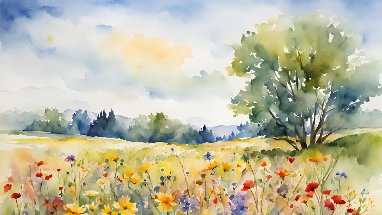 Watercolor Wildflowers - Soft Painted Flower Field Wall Art