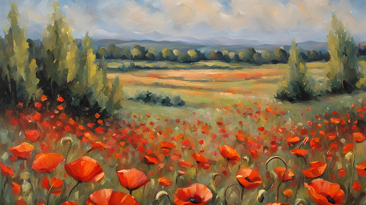 Crimson Poppy Paradise - Rich Red Poppy Field Wall Art