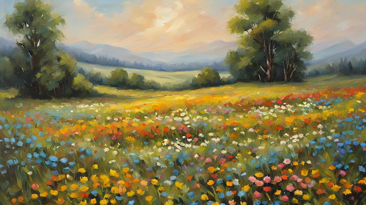 Spring Valley Blooms - Yellow Wildflowers in Valley Wall Art
