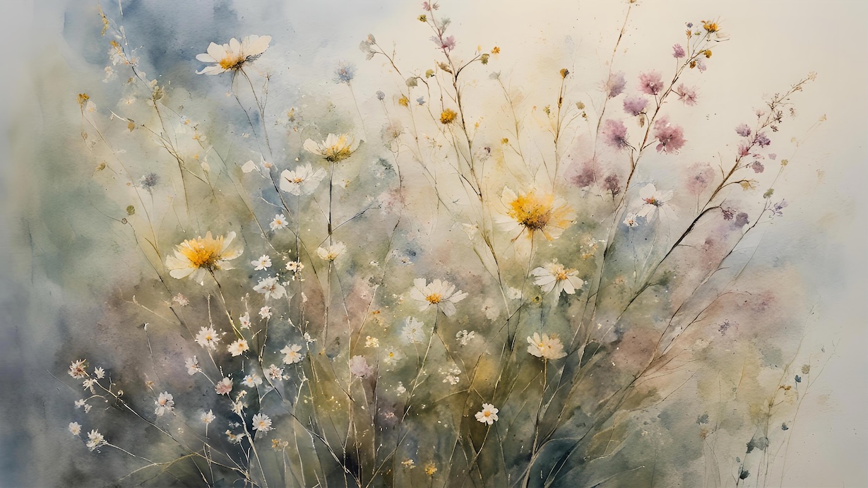 Delicate Spring Blossoms - Soft White Wildflowers Wall Art