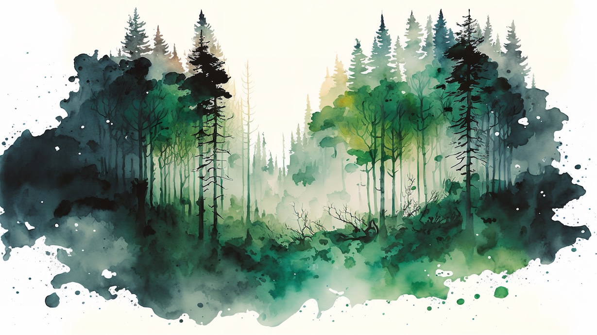 Abstract Green Forest - Watercolor Artist Watercolor Forest Art