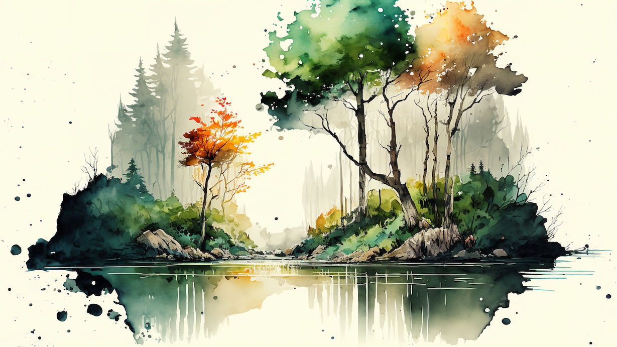 Abstract Forest Vista - Vista Artist Watercolor Forest Art