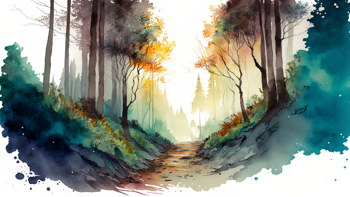 Forest Landscape Dream - Dream Artist Watercolor Forest Art