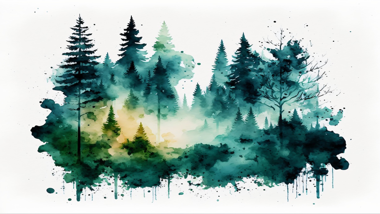 Minimalist Forest View - Minimalist Artist Watercolor Forest Art