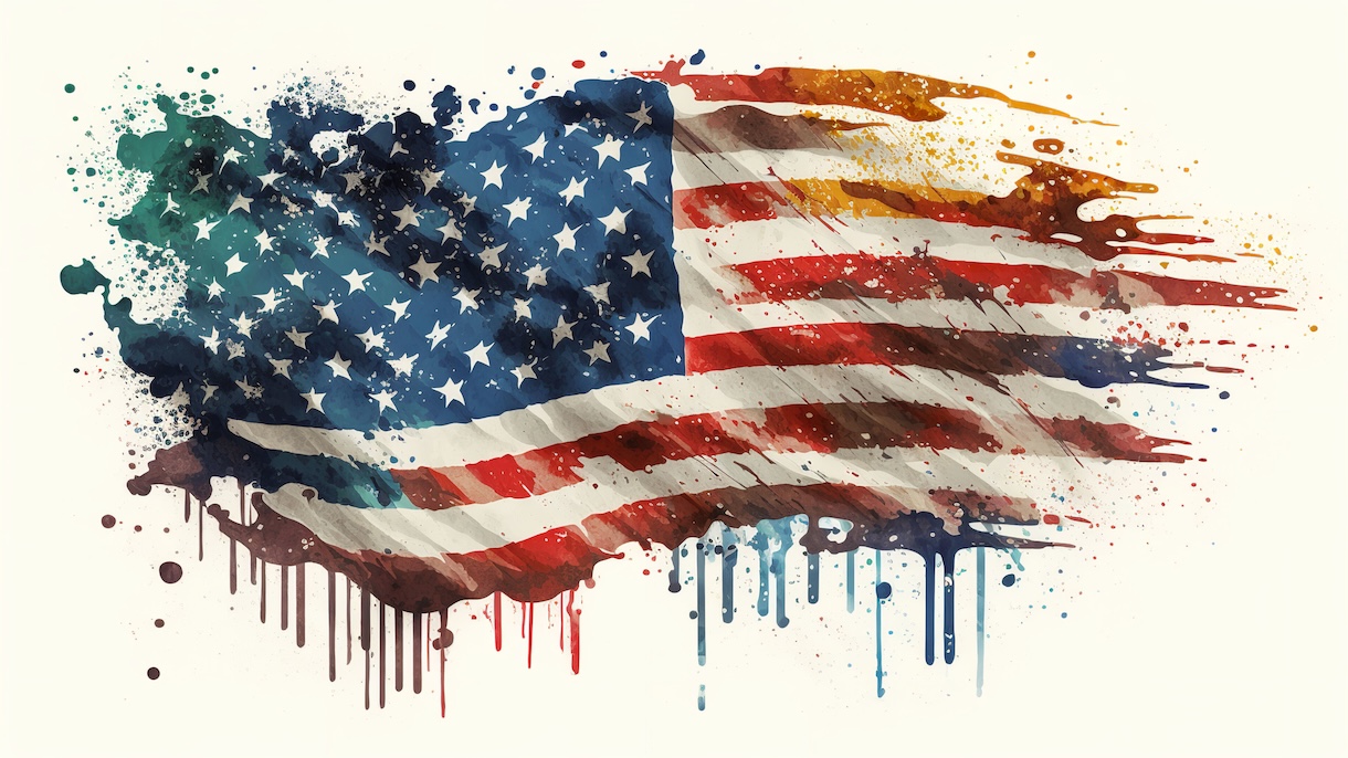 Watercolor USA Flag II - American Patriotic Art
