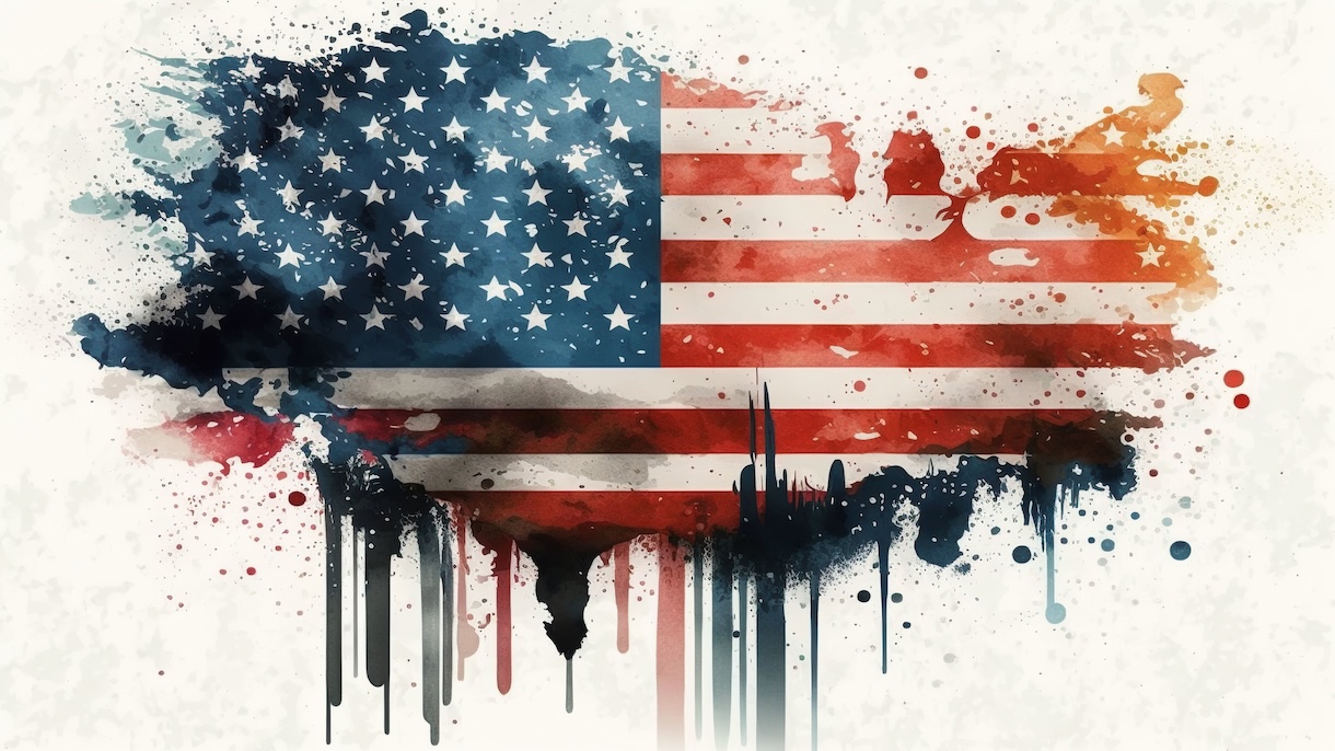 Watercolor USA Flag - American Patriotic Art
