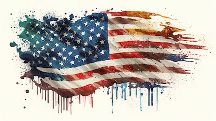Watercolor USA Flag II - American Patriotic Art