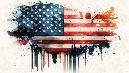 Watercolor USA Flag - American Patriotic Art