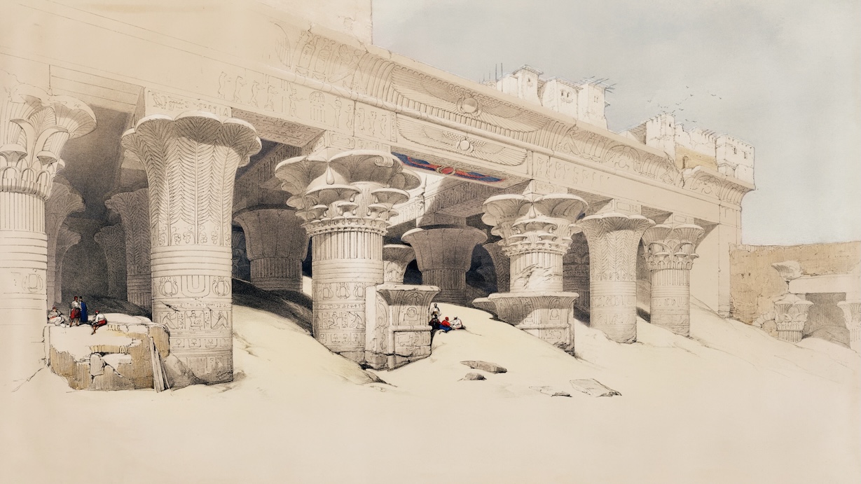 Portico of the Temple of Edfou by David Roberts - Ancient Egypt Art