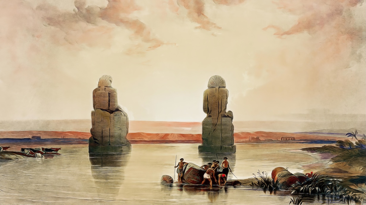 Statues of Memnon at Thebes by David Roberts - Ancient Egypt Art