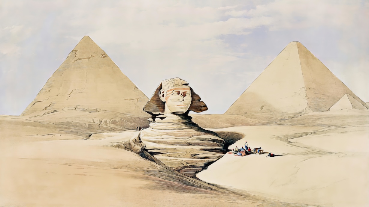 Sphinx and Pyramids by David Roberts - Ancient Egypt Art