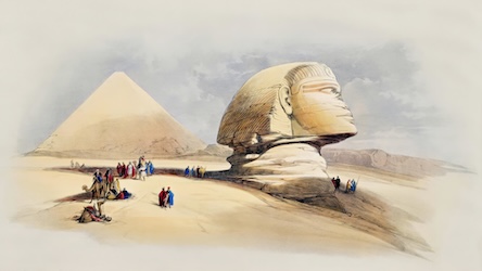 The Great Sphinx and Pyramids of Giza by David Roberts - Ancient Egypt Art