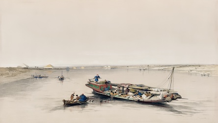 View on the Nile looking towards the Pyramids by David Roberts - Ancient Egypt Art