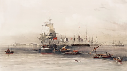 Boats in Alexandria Egypt by David Roberts - Ancient Egypt Art