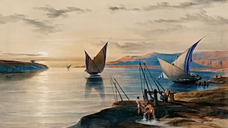 Boats on the Nile Egypt by David Roberts - Ancient Egypt Art
