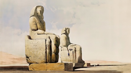 Egyptian Statues in Thebes by David Roberts - Ancient Egypt Art