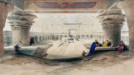 Under the Portico of Temple of Edfou by David Roberts - Ancient Egypt Art