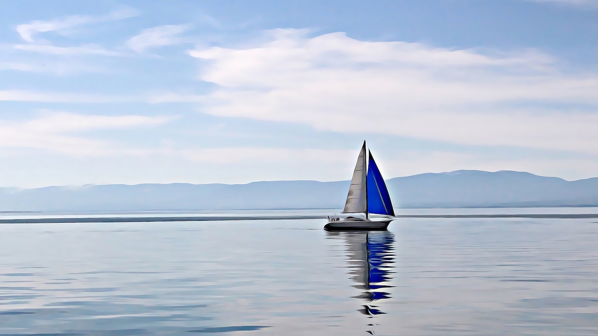 Blue Sail Boat by Marine Artist - Best Seller Art
