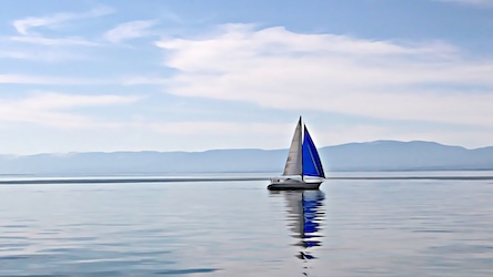Blue Sail Boat by Marine Artist - Best Seller Art