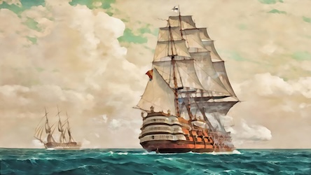Sailing Ship at Full Sail by Marine Artist - Best Seller Art