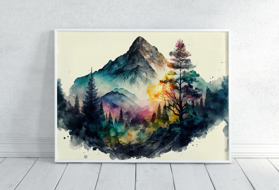 EcoArtLab Originals, 4 Watercolor Forests Landscape