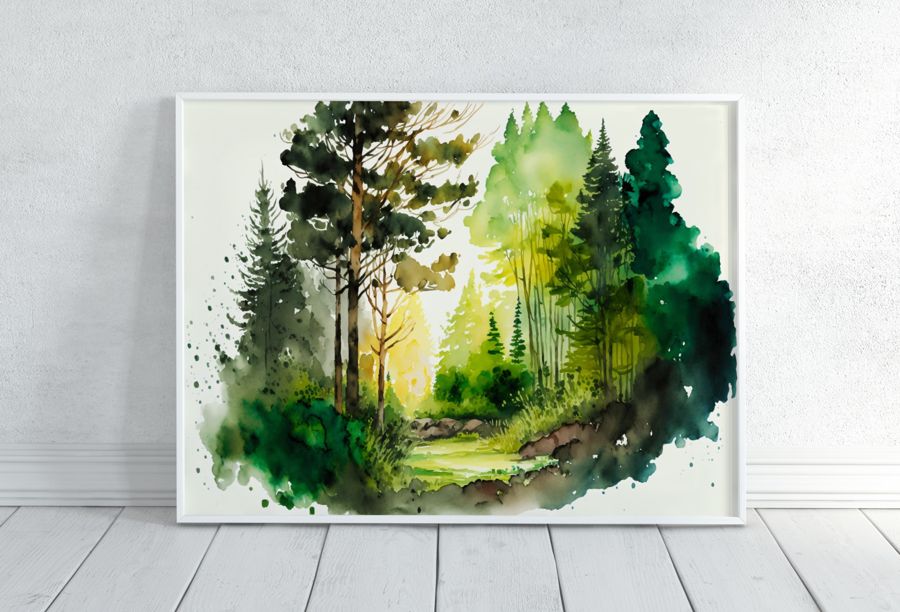 EcoArtLab Originals, 4 Watercolor Forests Landscape