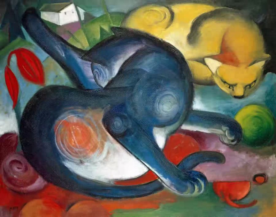 EcoArtLab Originals, Abstract Cat Colorful Surreal Cats