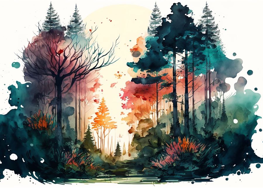 , Abstract Colorful Forest Trees
