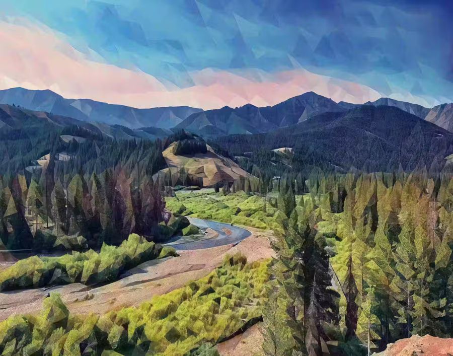 , Abstract Mountain View Landscape