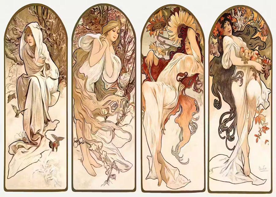 Alphonse Mucha, Alphonse Mucha 4 Seasons Nouveau, Alphonse Mucha