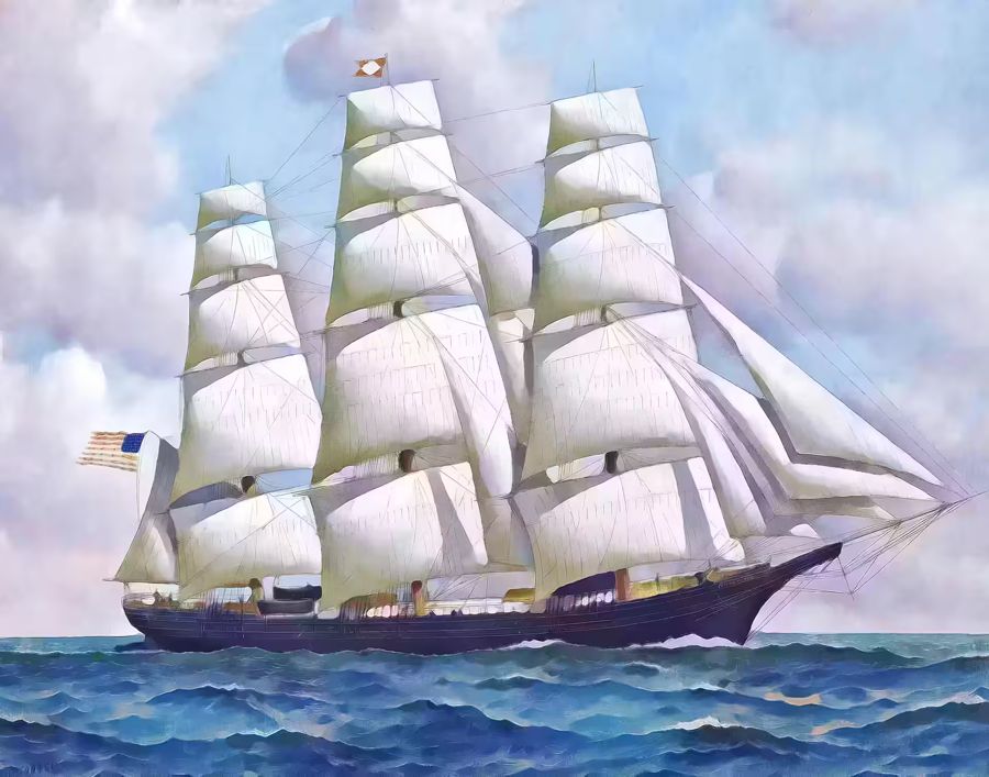 American Clipper Ship Full Sail