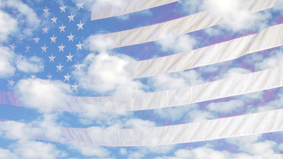 , American Flag and Blue Skies