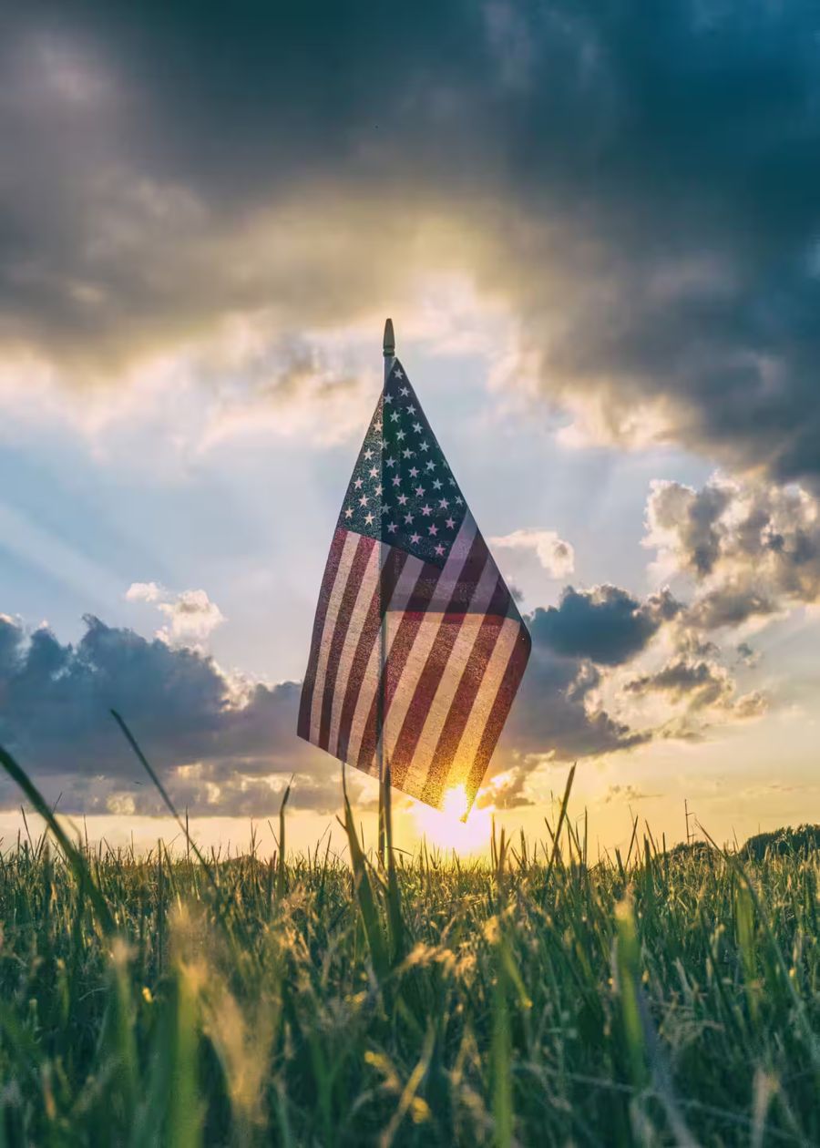 , American Flag Sunset Independence Day – Printable Art Trio