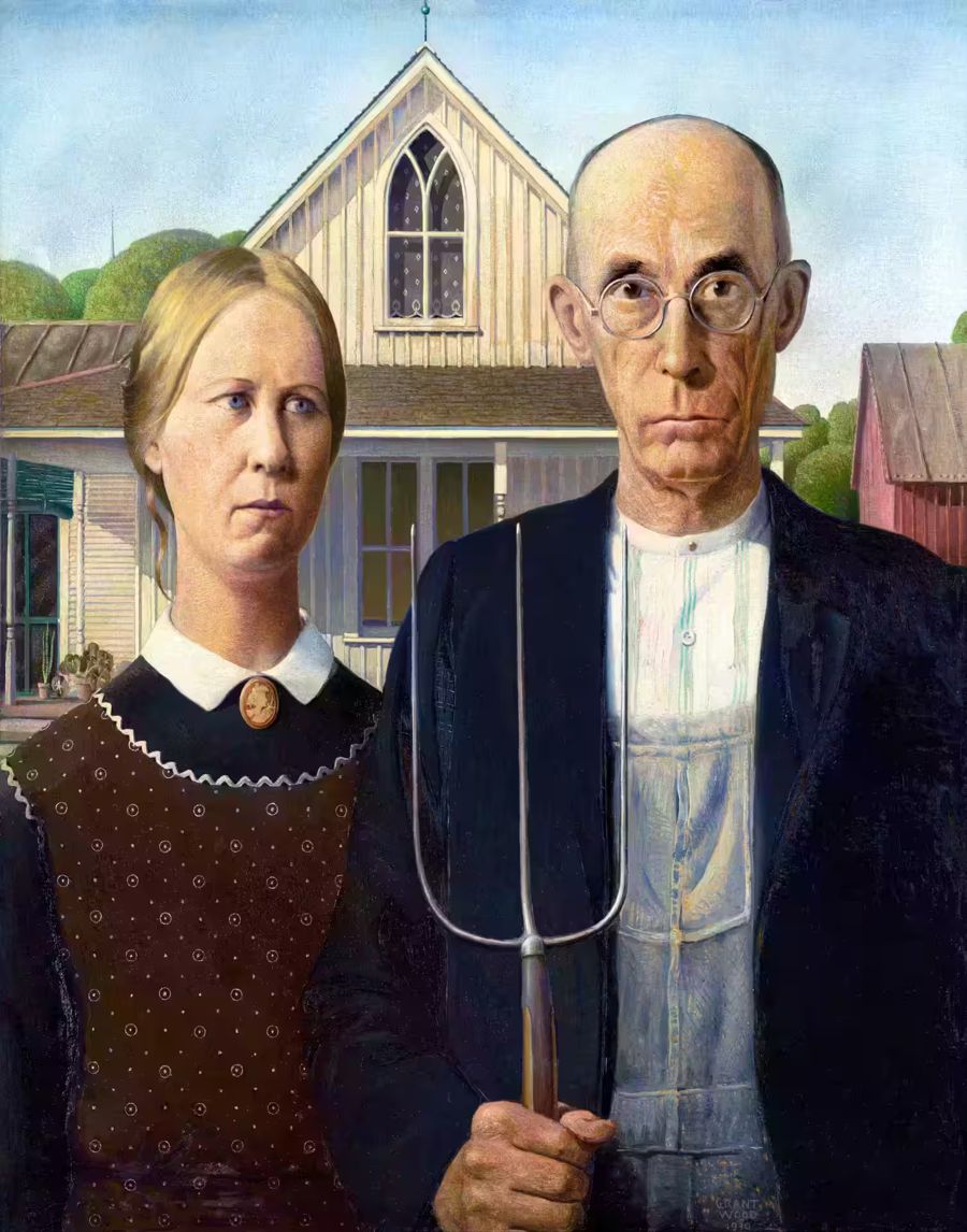 Grant Wood, American Gothic Portrait Grant Wood