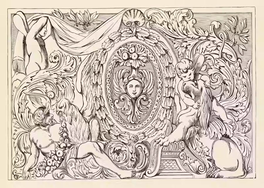 , Ancient Mythology Pattern Ornament 19th