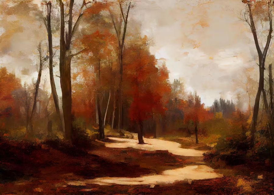 , Autumn Landscape Forest Trail Rustic