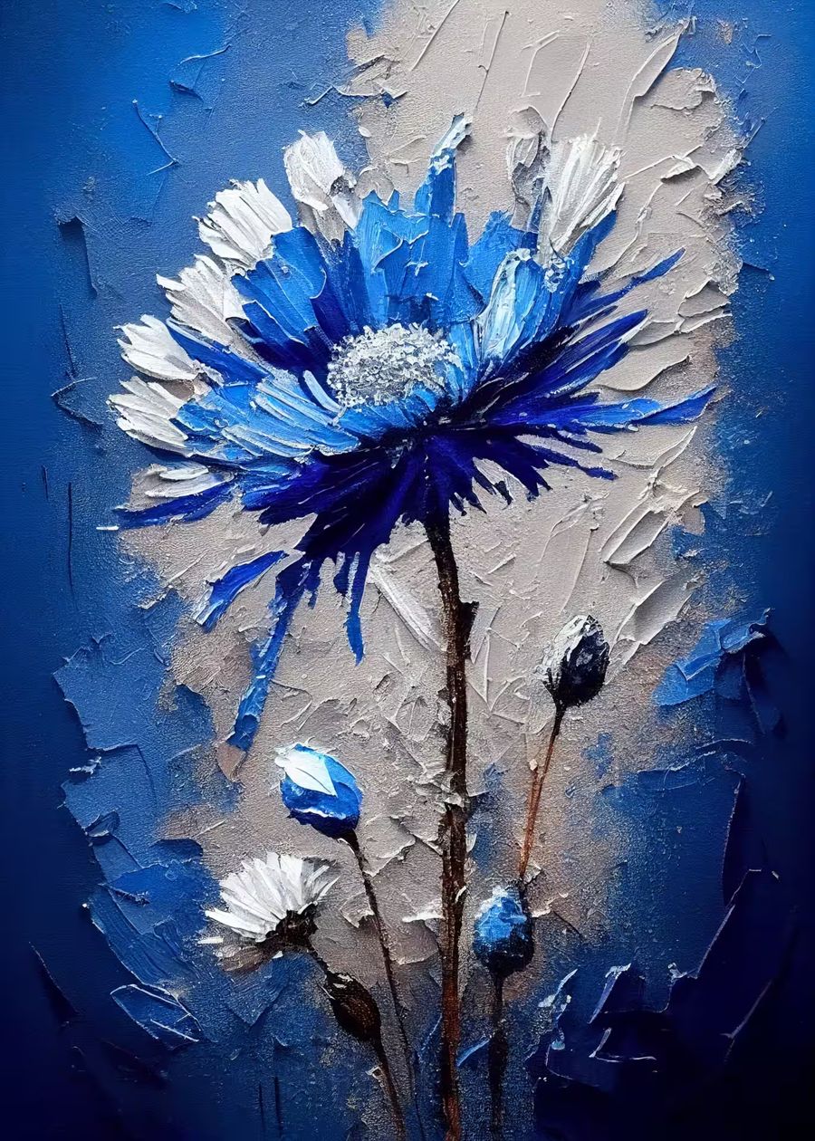 EcoArtLab Originals, Blue Flower Abstract Flower Texture