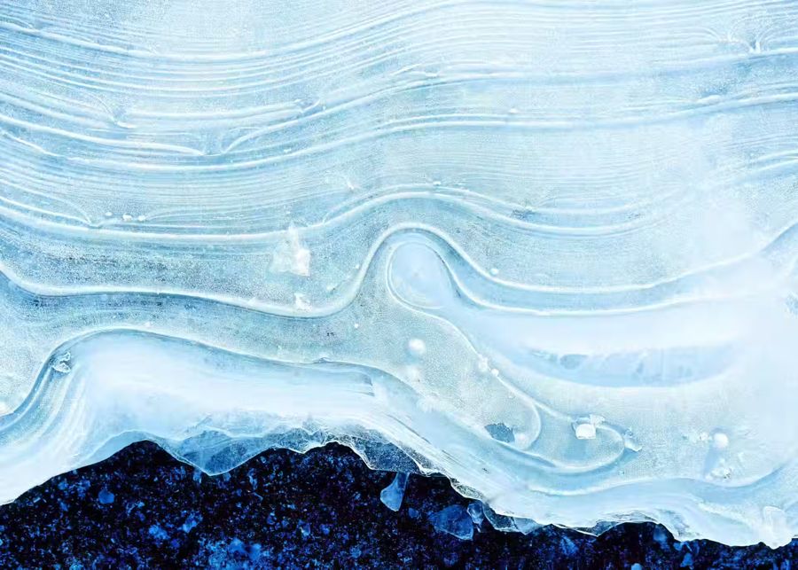 EcoArtLab Originals, Blue Icy Texture Modern Abstract