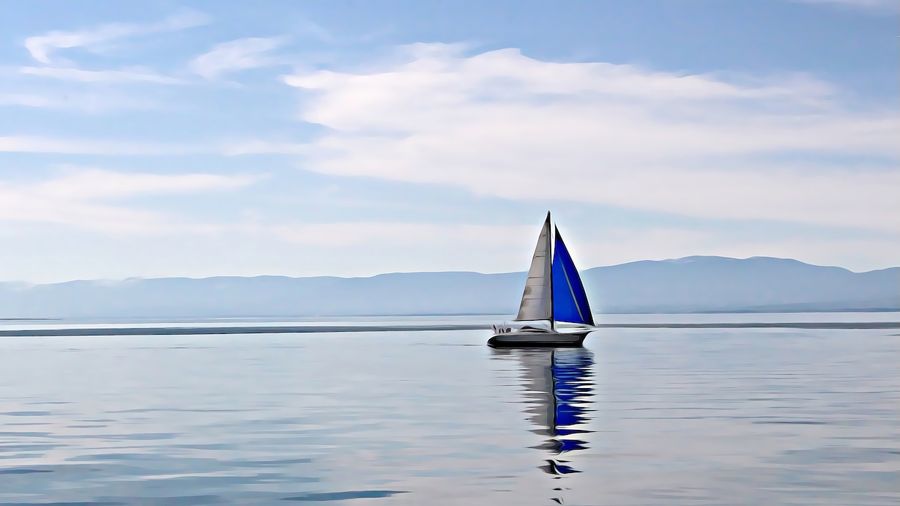 , Blue Sail Boat