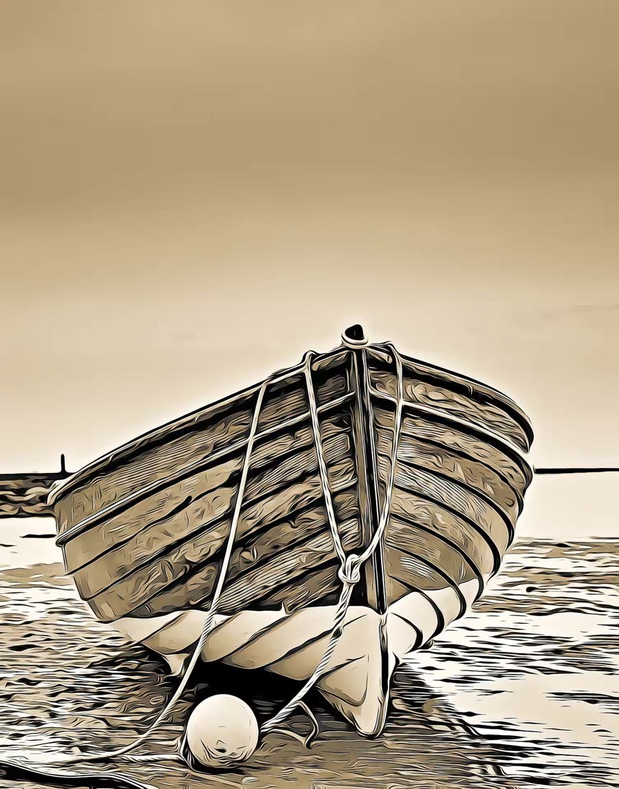 EcoArtLab Originals, Boat Shore Nautical Decor Neutral